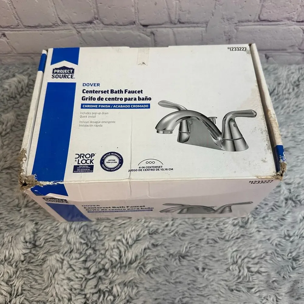 Project Source Dover Center Set Bath Faucet Silver #123327 New In Box